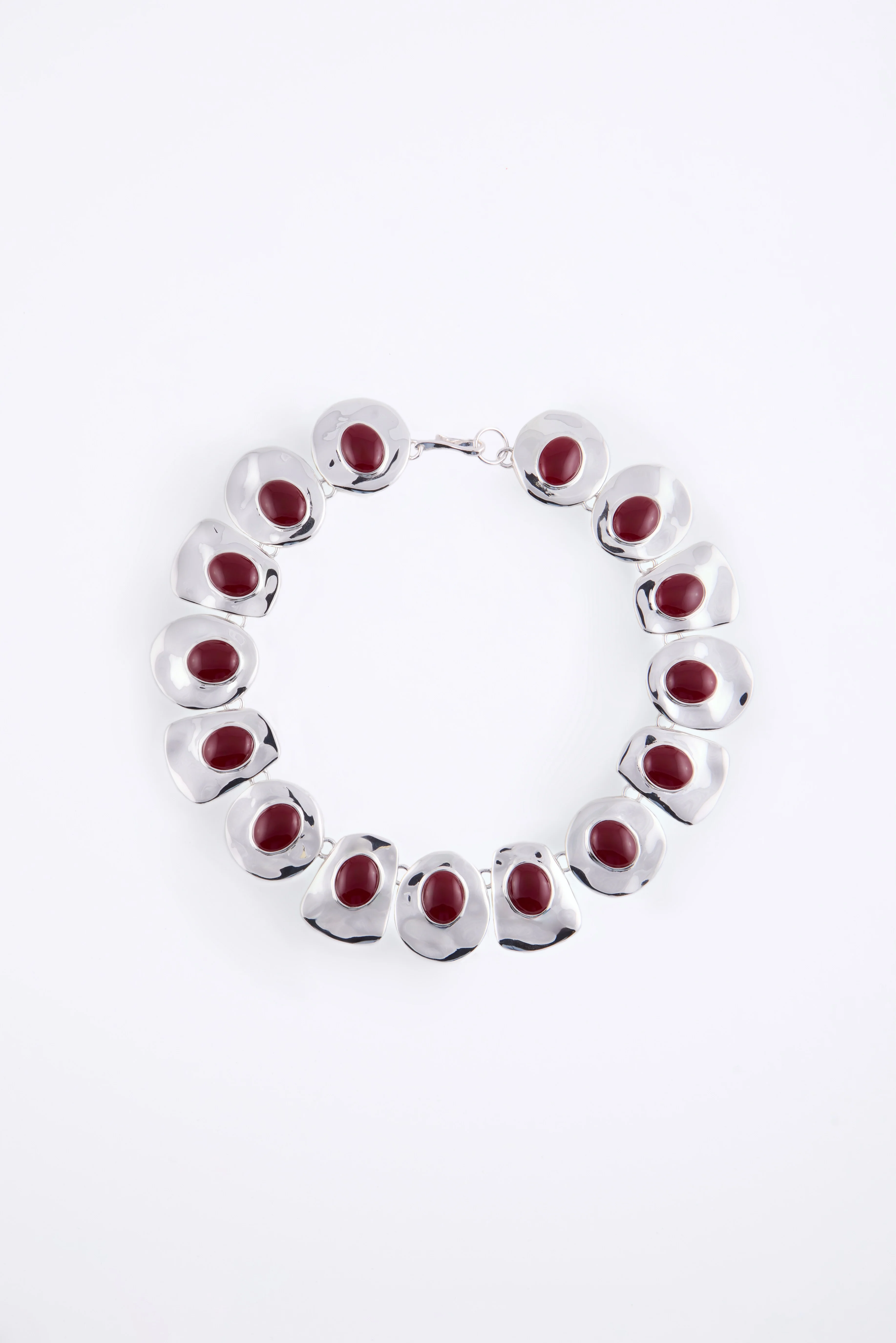 1156-stone-collar-necklace-silver-oxblood-1.webp Stone Collar Necklace (Silver/Oxblood)