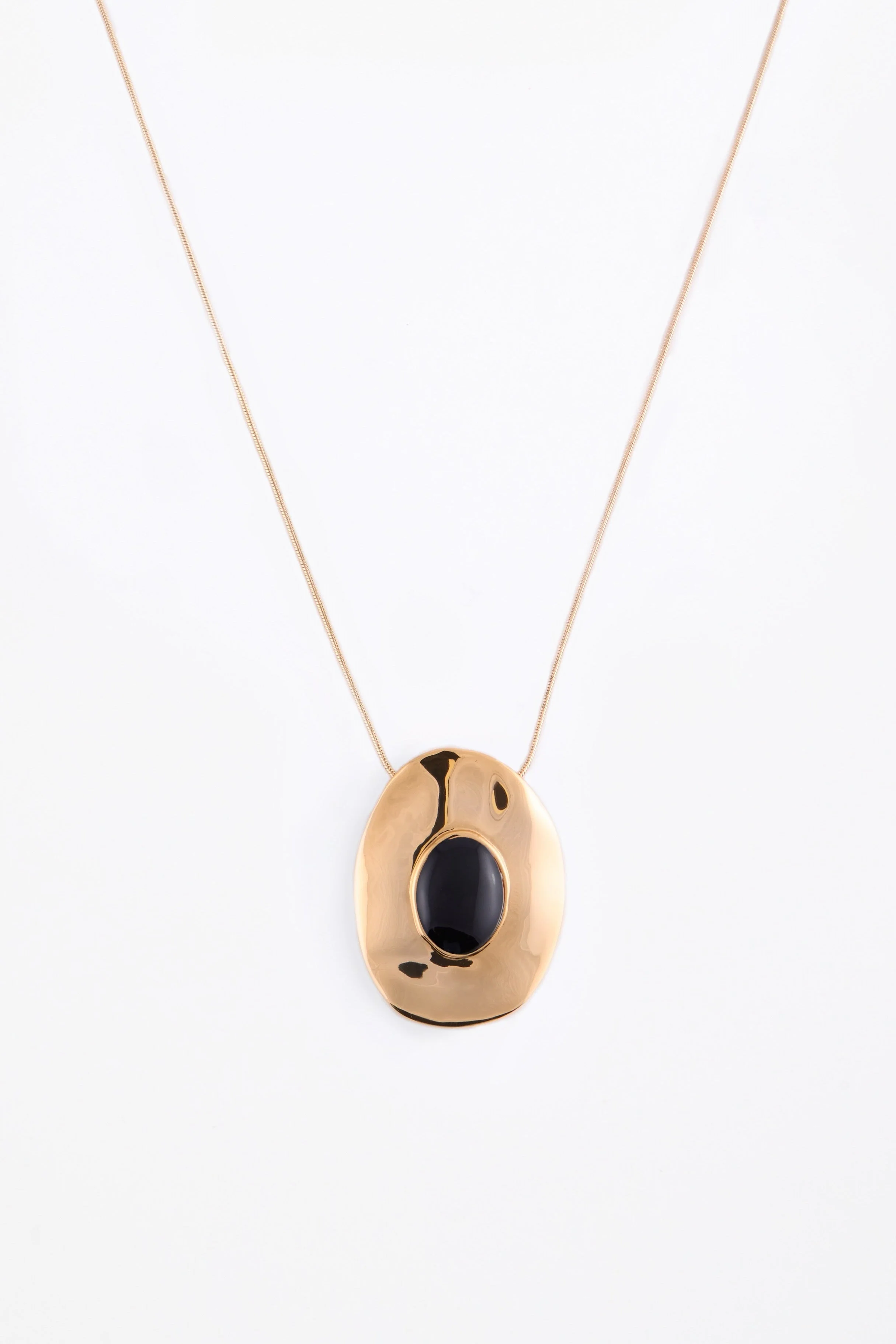 Stone Pendant Necklace (Gold/Black)