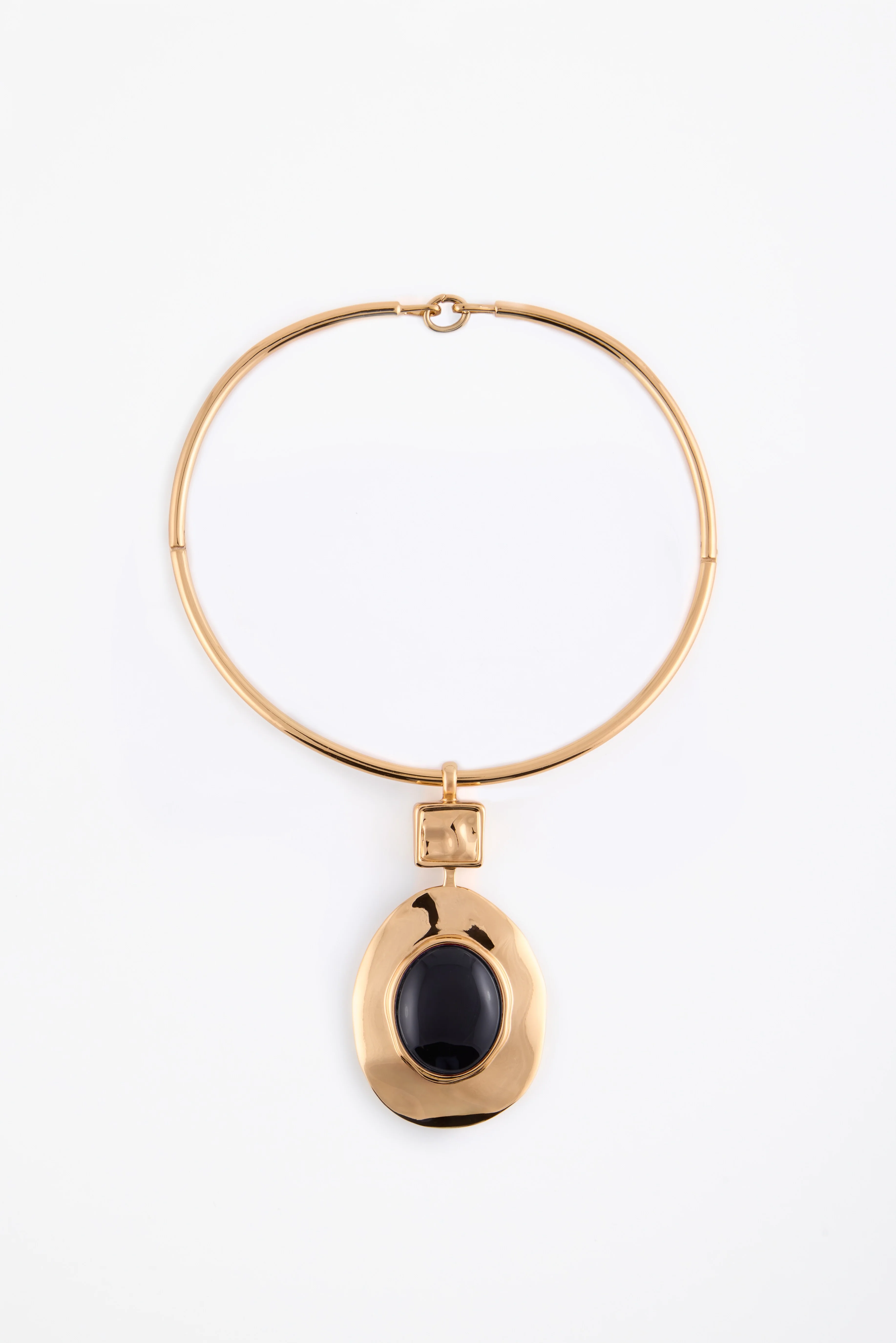 Stone Drop Necklace (Gold/Black)