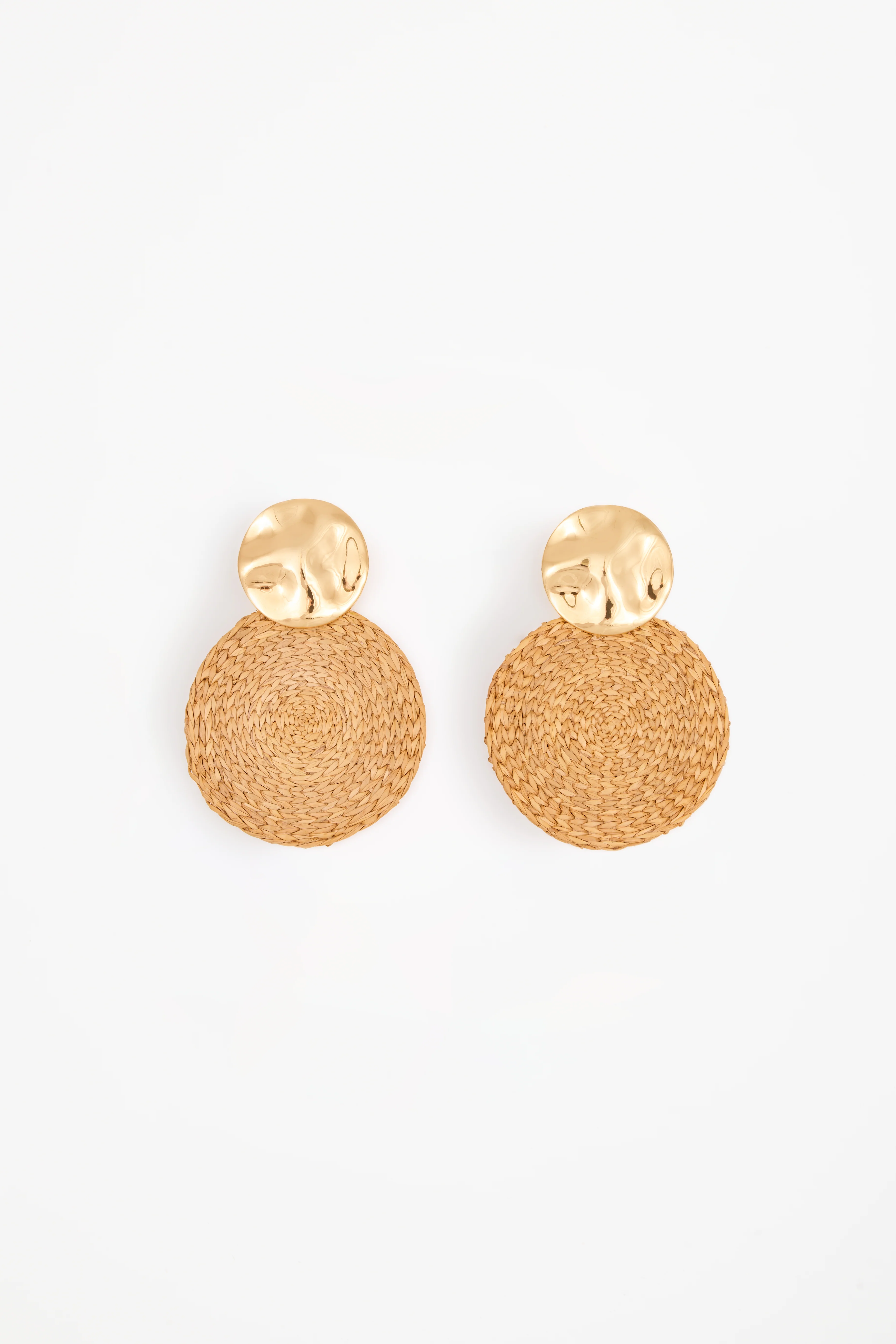 Rattan Disc Earring (Gold/Rattan)