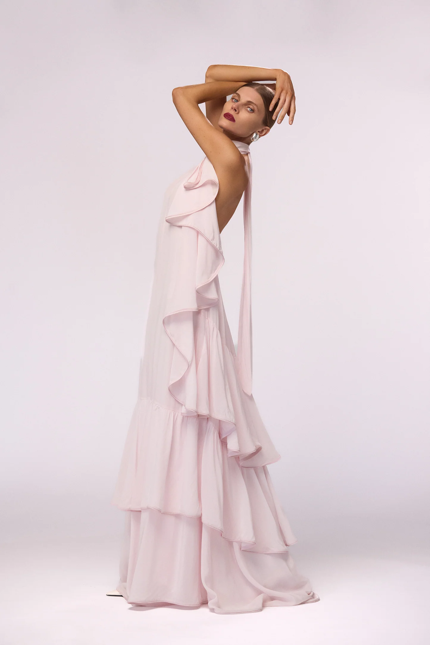 Layered Chiffon Gown (Pale Pink)