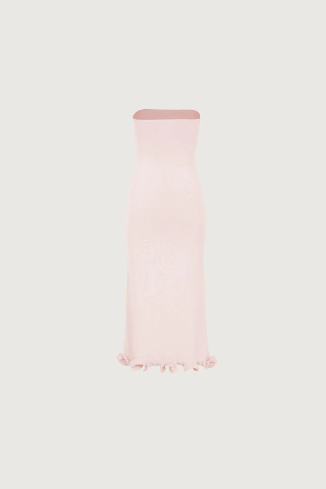 Ruffle Hem Strapless Dress (Pale Pink)
