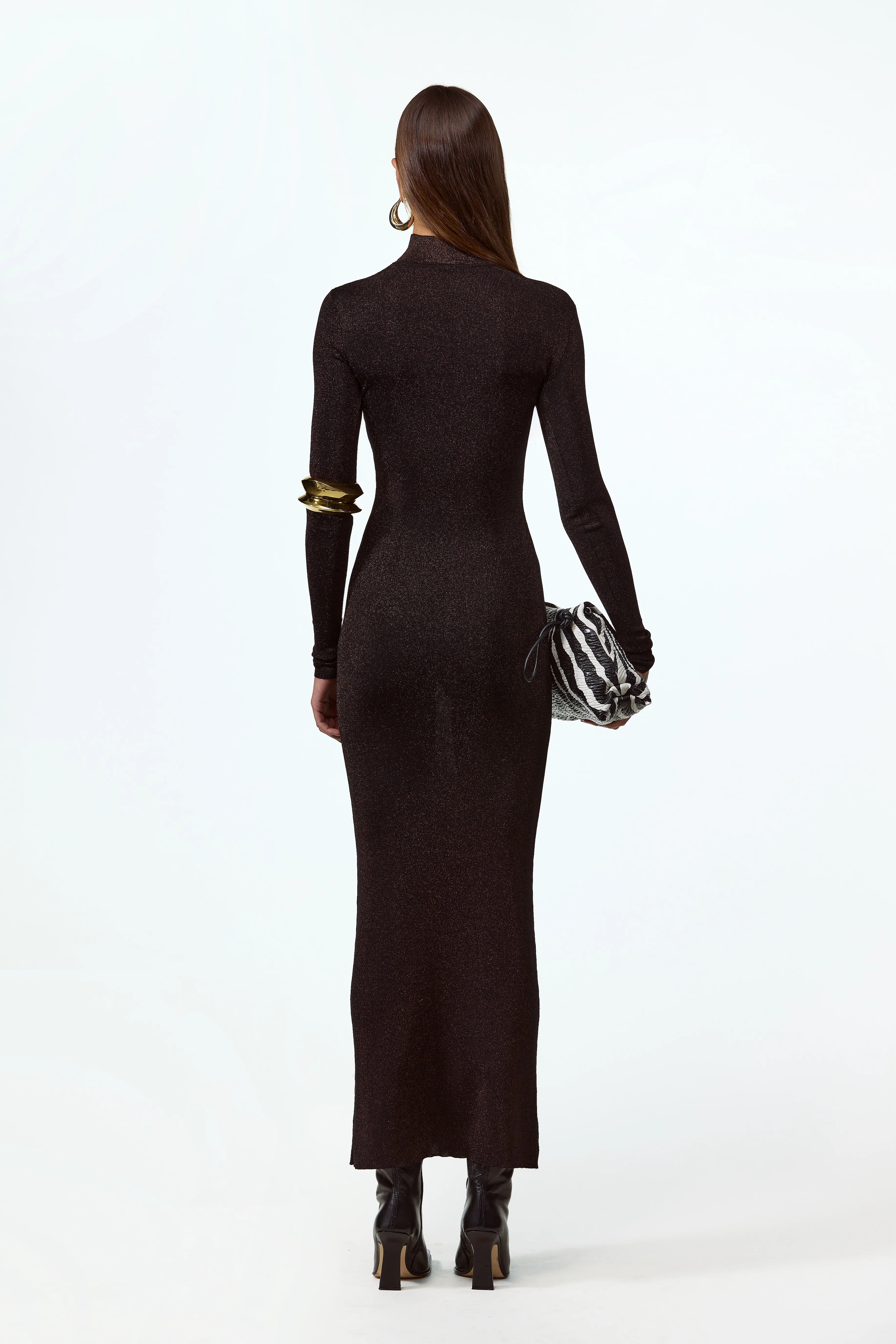 Shimmer Mockneck Dress (Black)