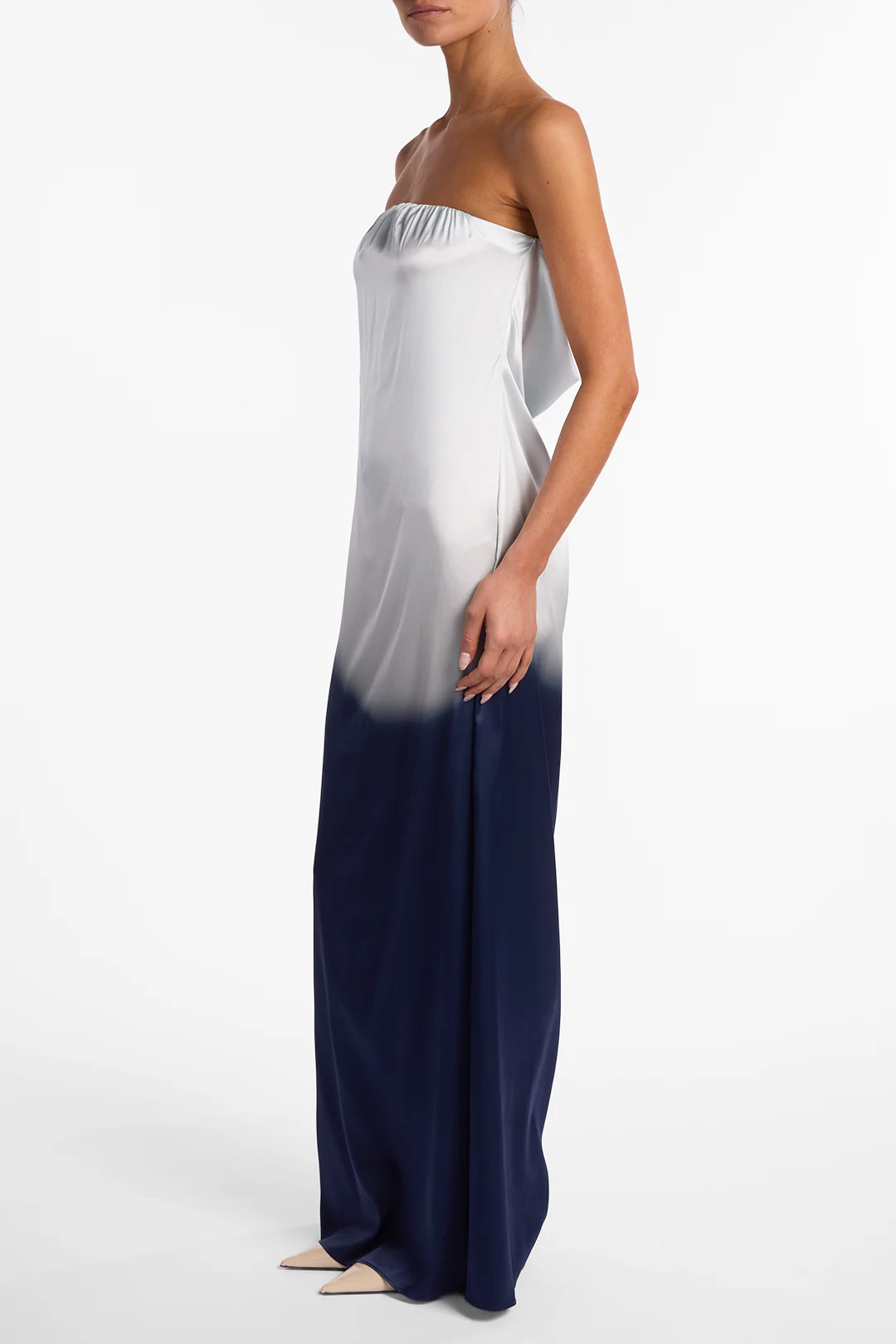 Strapless Draped Maxi (Blue Ombre)