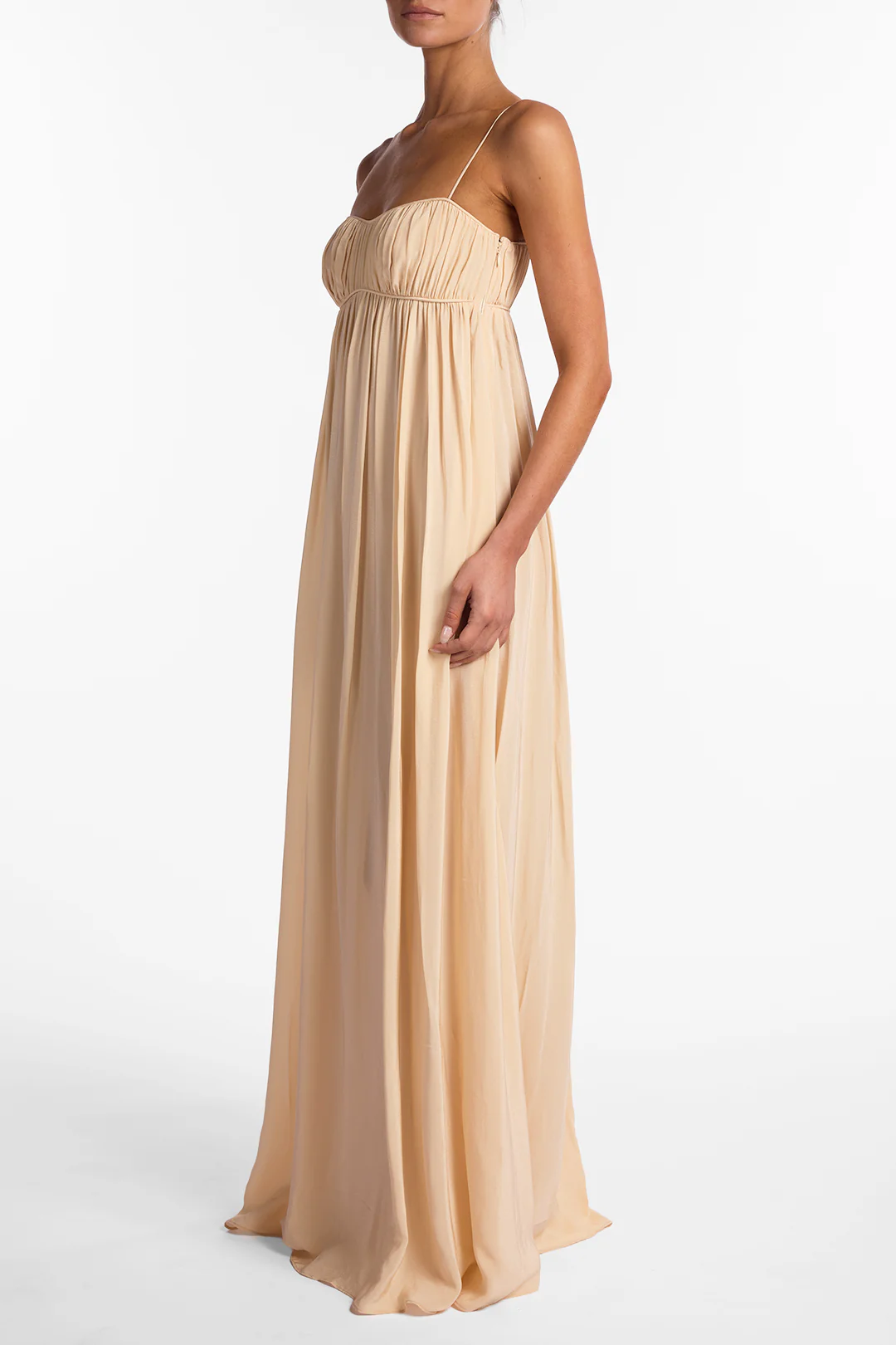 Ruched Chiffon Dress (Gold)