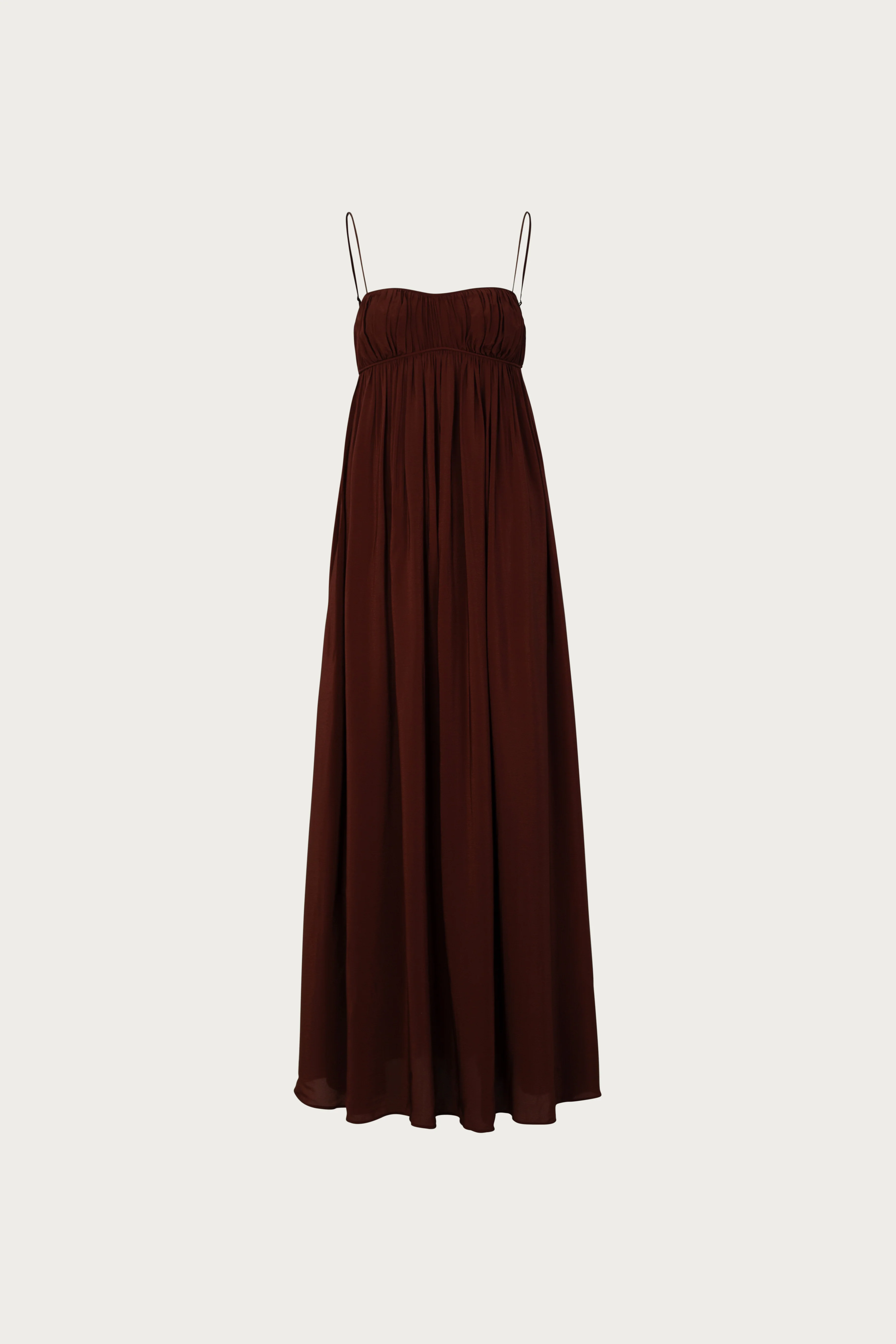 1596-ruched-chiffon-dress-chocolate-brown-1.webp Ruched Chiffon Dress (Chocolate Brown)