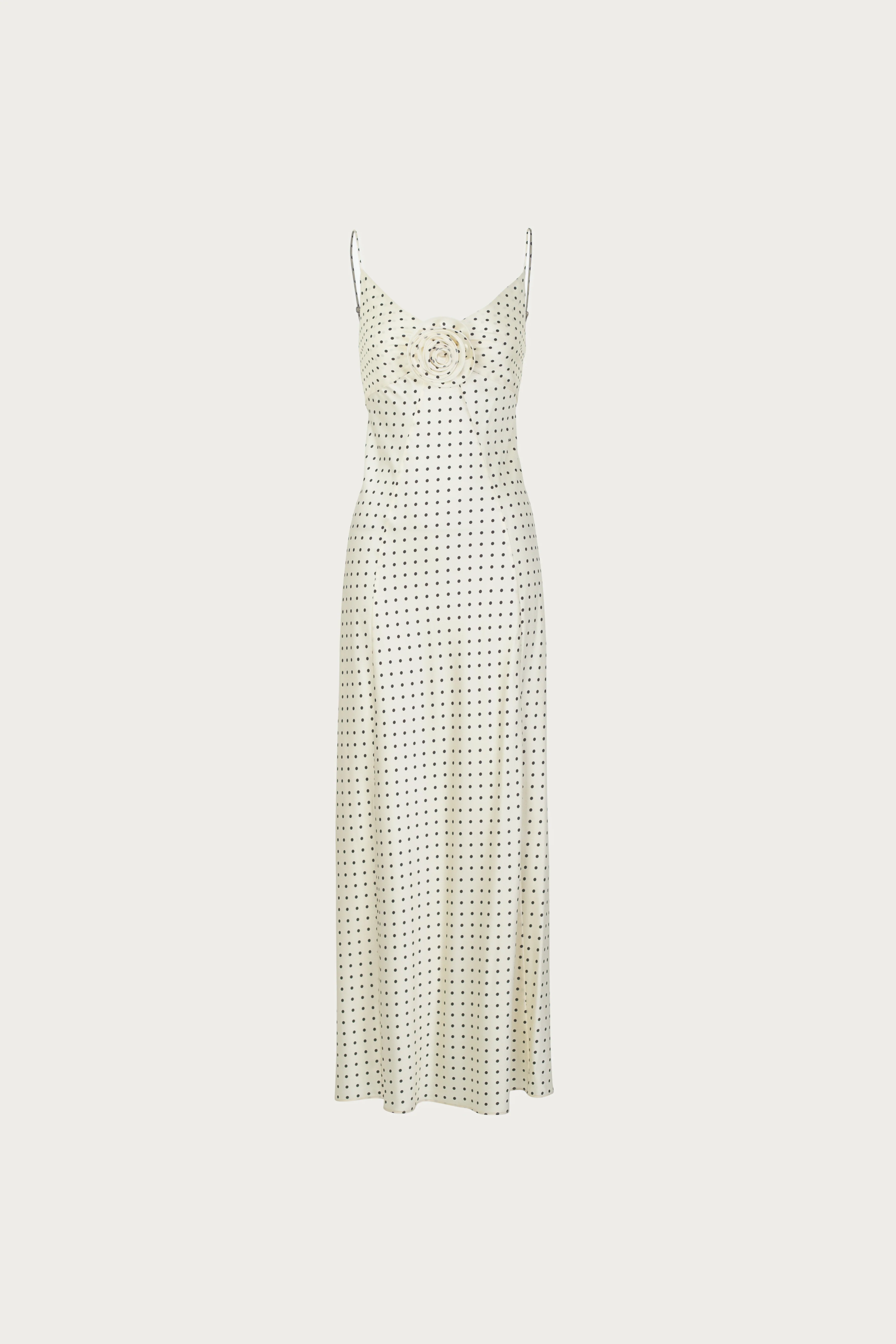 Deep V Rosette Gown (Cream Polka Dot)