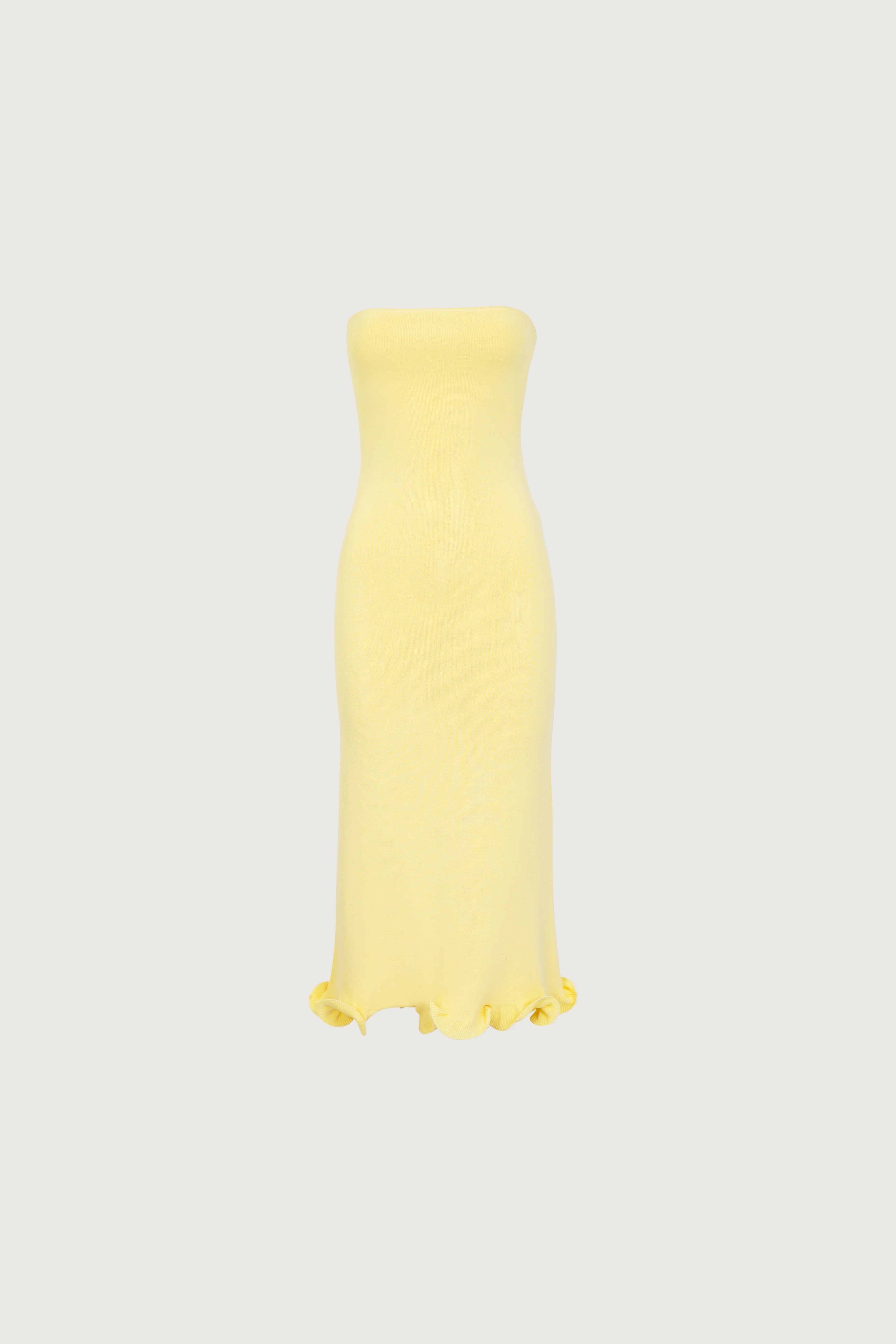 1676-ruffle-hem-strapless-dress-butter-yellow-1.webp Ruffle Hem Strapless Dress (Butter Yellow)
