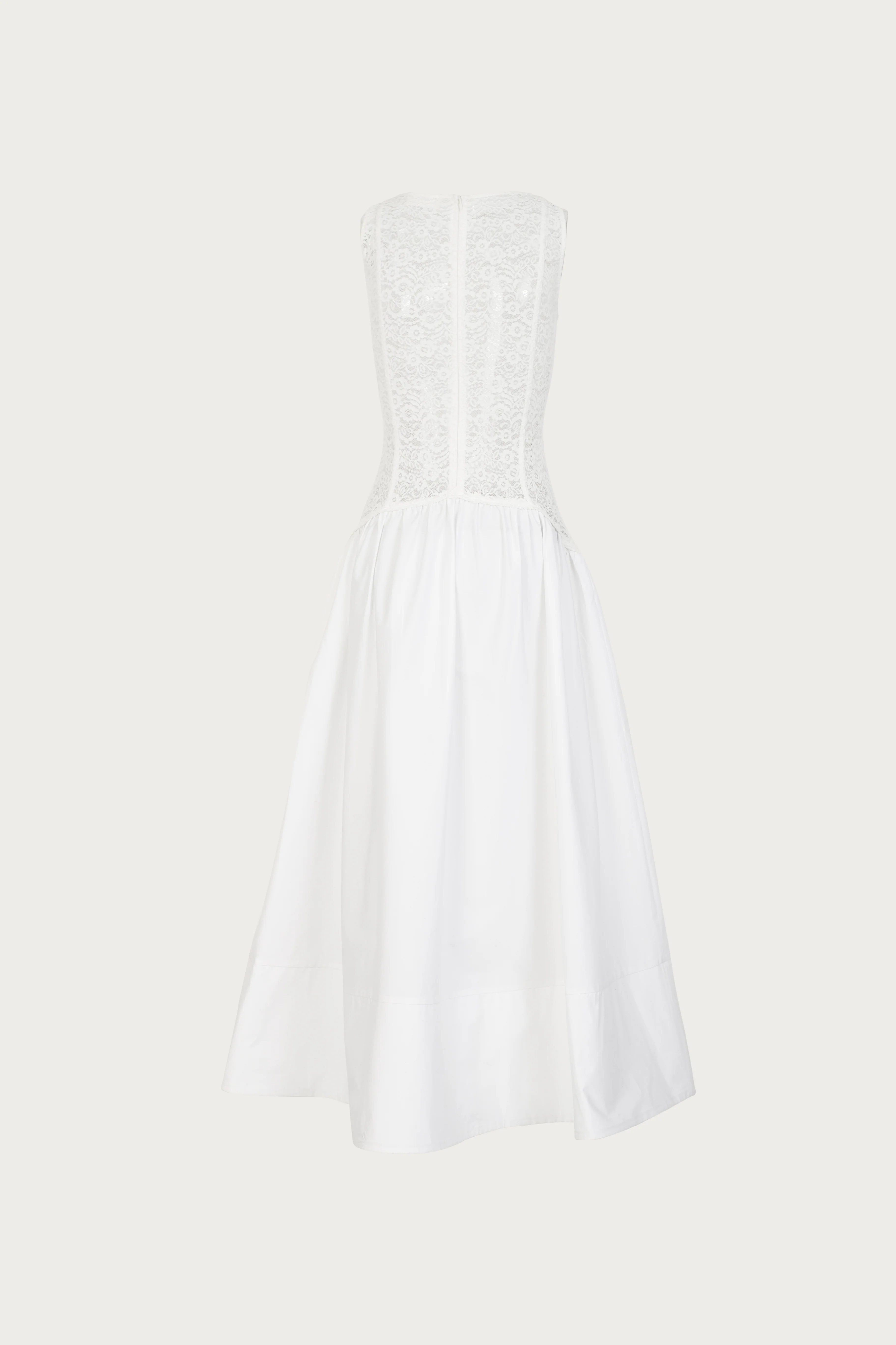 French Lace Poplin Dress (White)