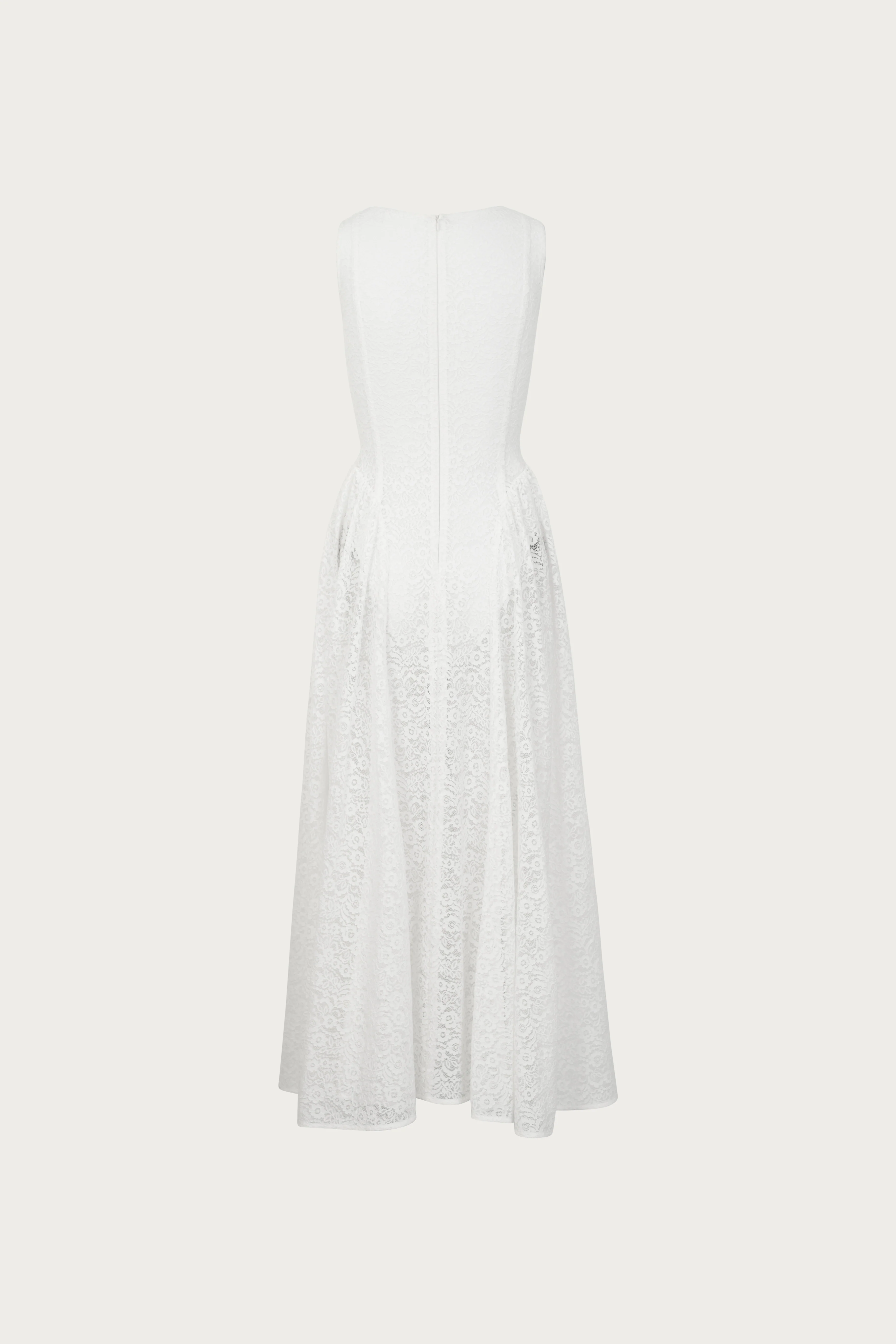 French Lace Midi Dress (White)