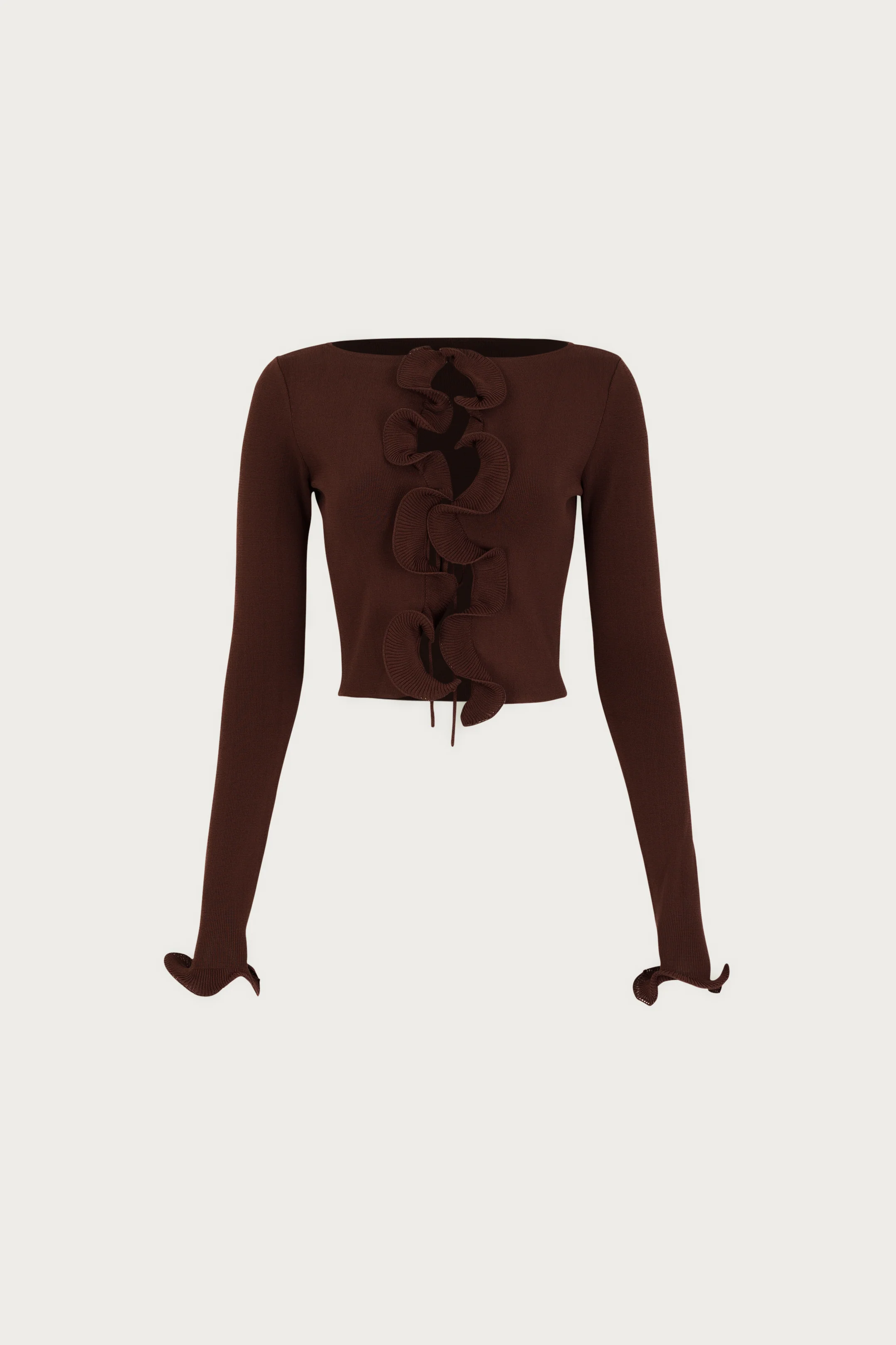 1764-ruffle-hem-top-chocolate-brown-1.webp Ruffle Hem Top (Chocolate Brown)