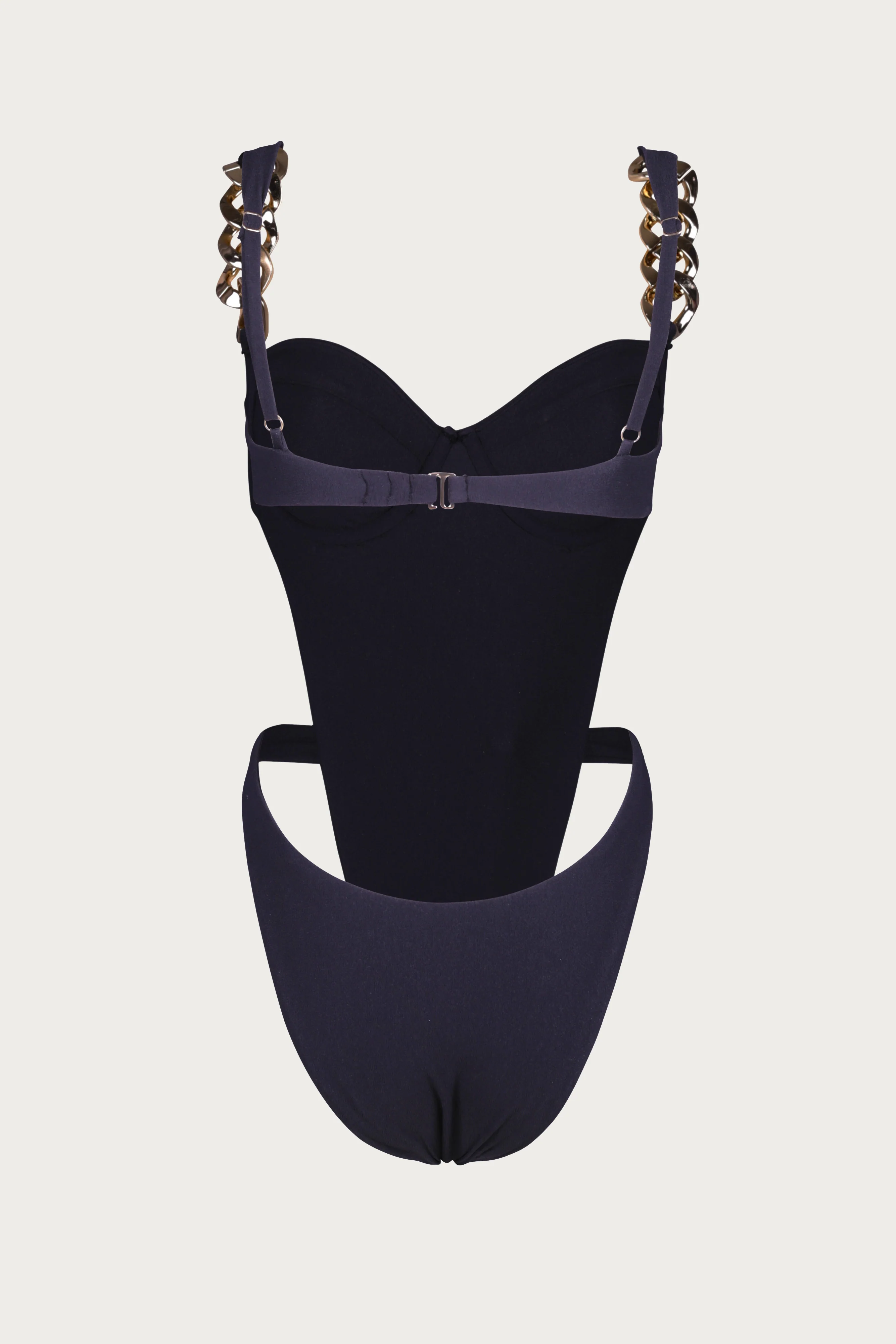 1934-gold-chain-one-piece-faux-suede-black-3.webp Gold Chain One Piece (Faux Suede Black)