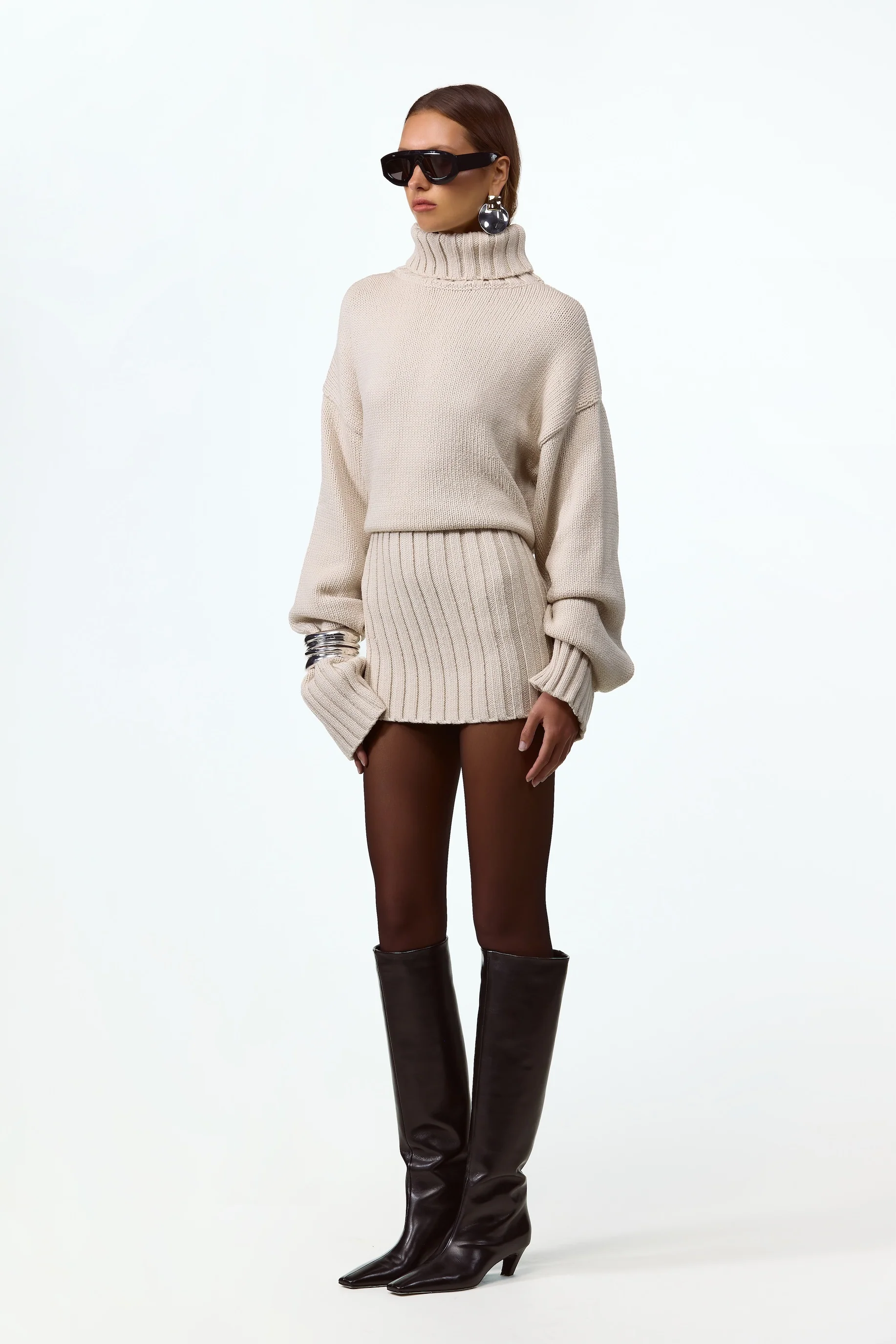 Knit Sweater Dress (Taupe)