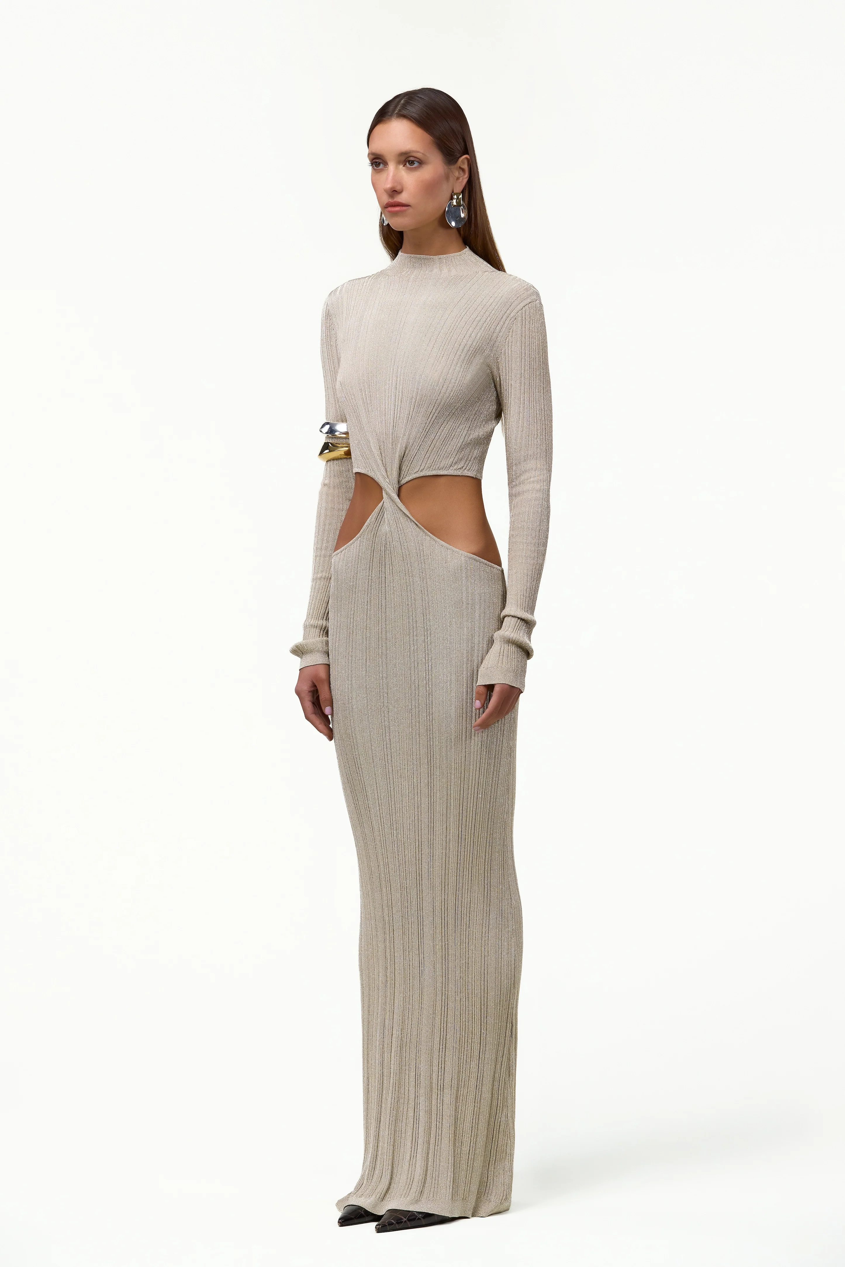 Metallic Twist Maxi Dress (Gold)