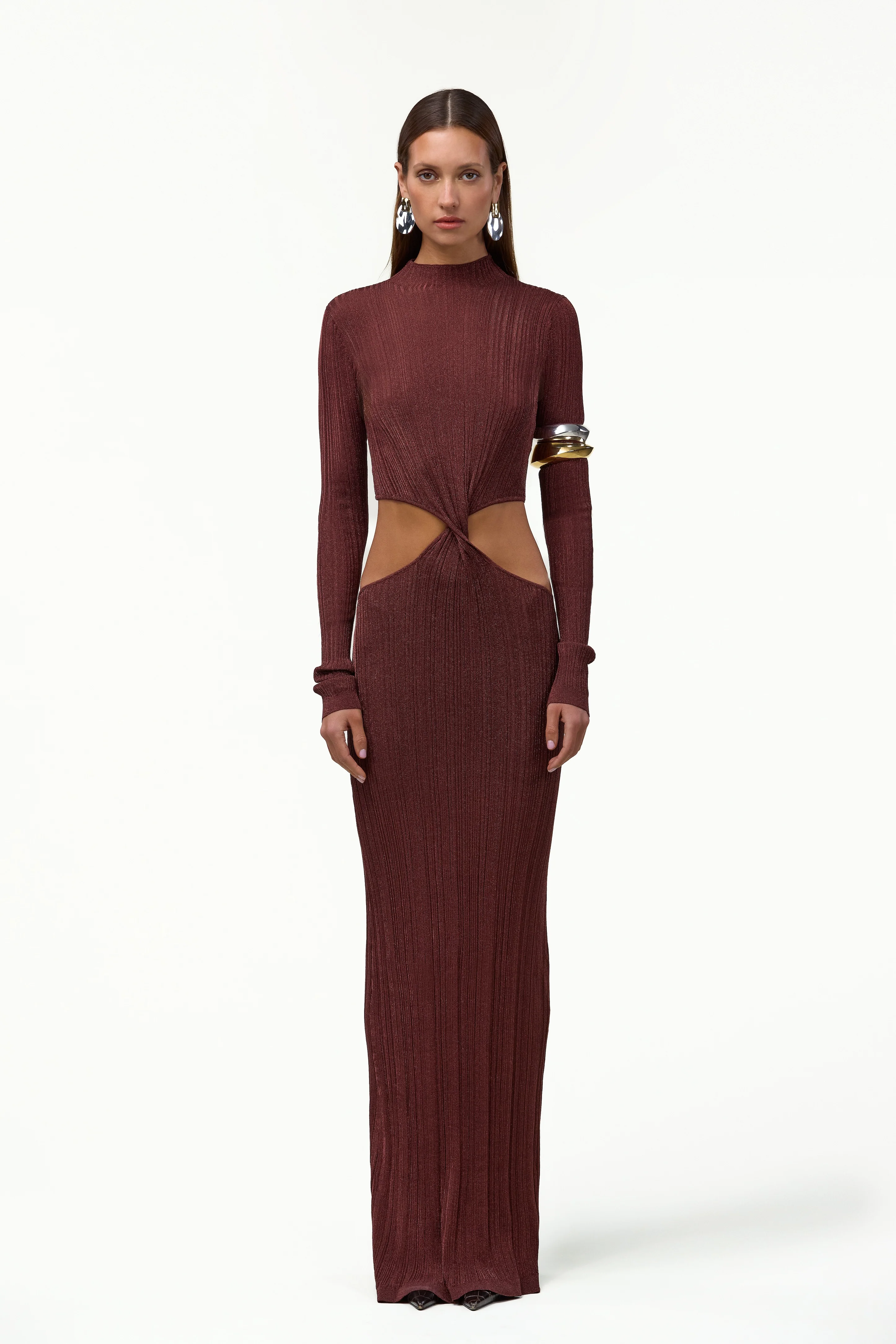2105-metallic-twist-maxi-dress-chocolate-brown-1.webp Metallic Twist Maxi Dress (Chocolate Brown)
