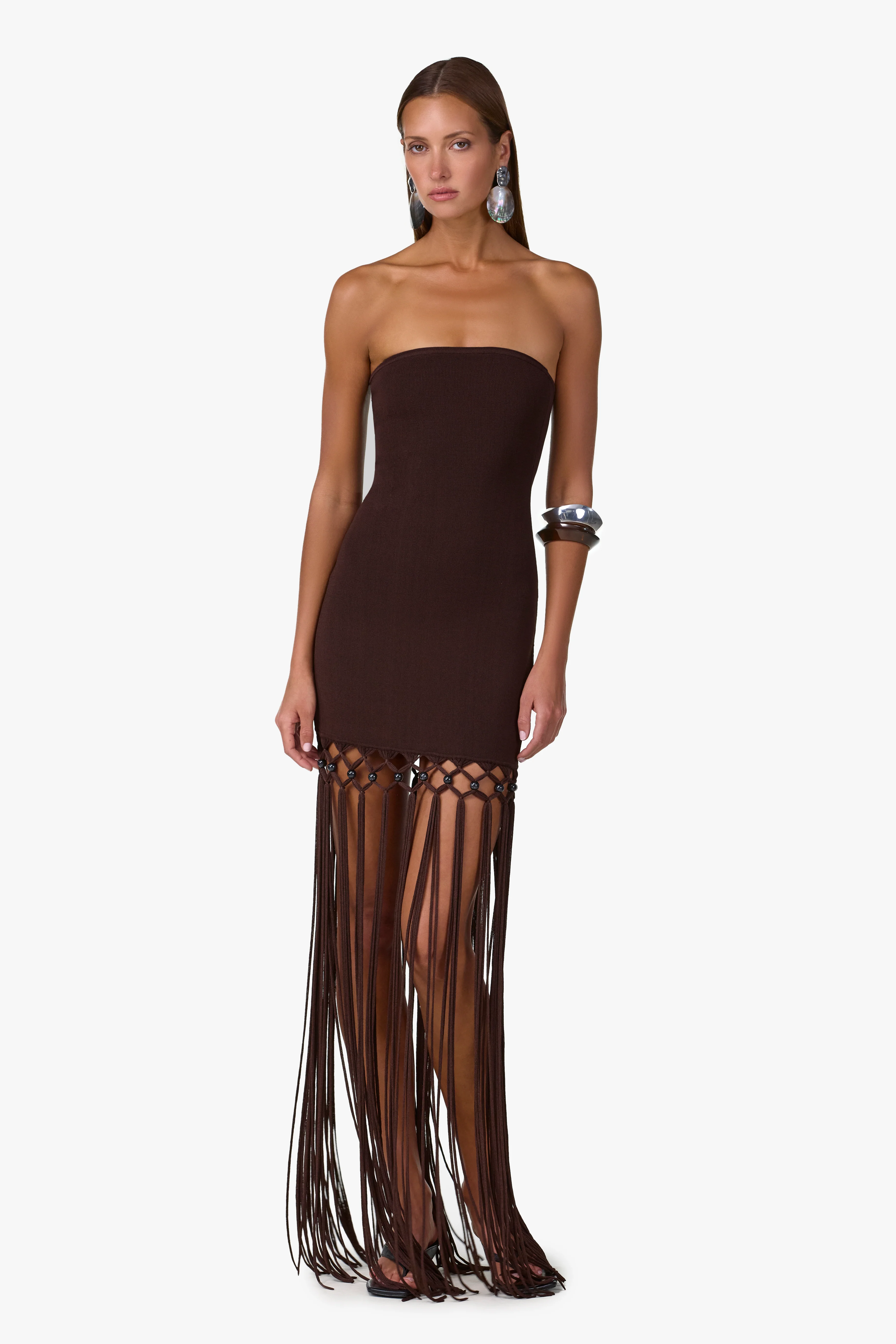 2235-strapless-beaded-fringe-dress-chocolate-brown-1.webp Strapless Beaded Fringe Dress (Chocolate Brown)