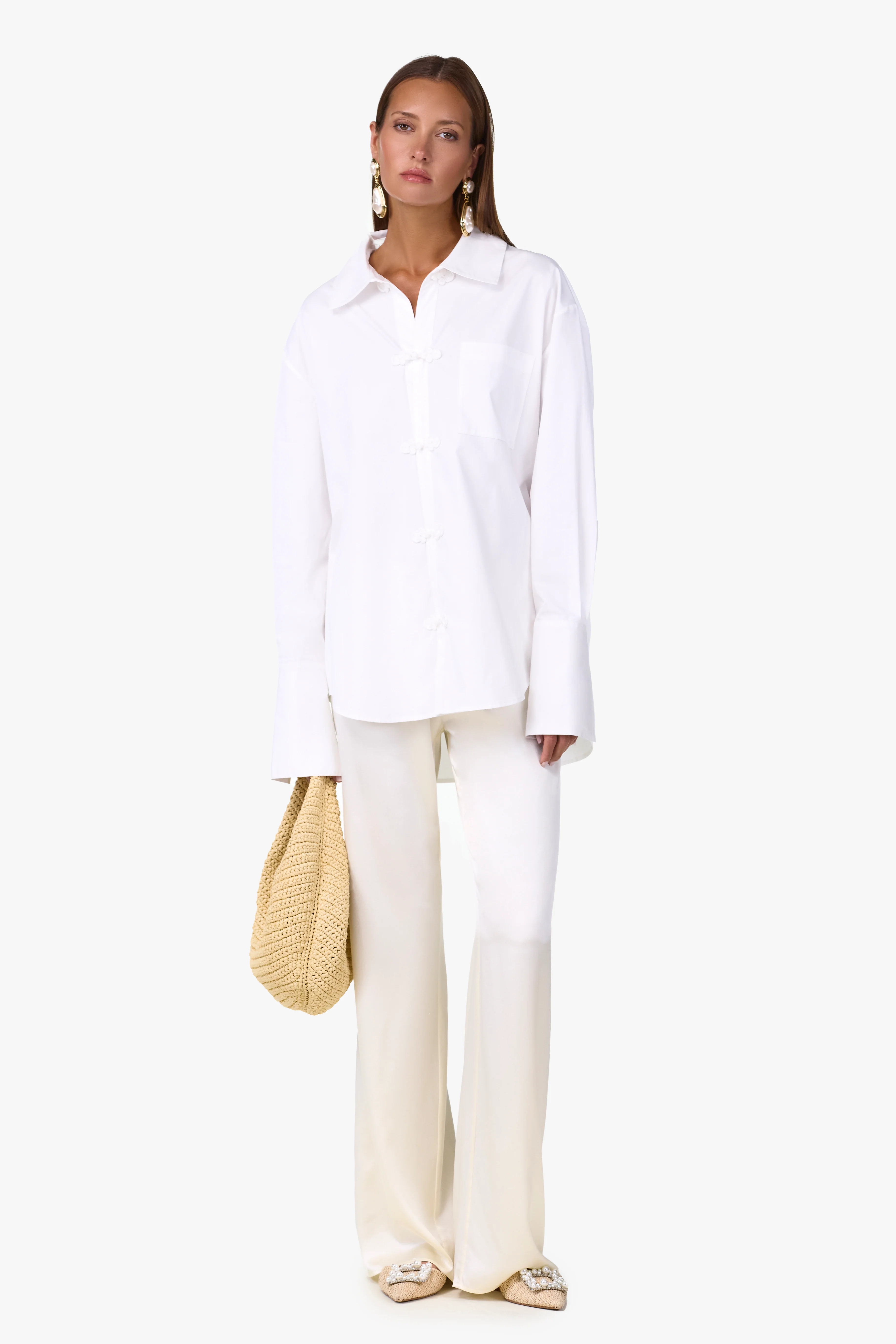 Oversized Poplin Shirt (White/White)