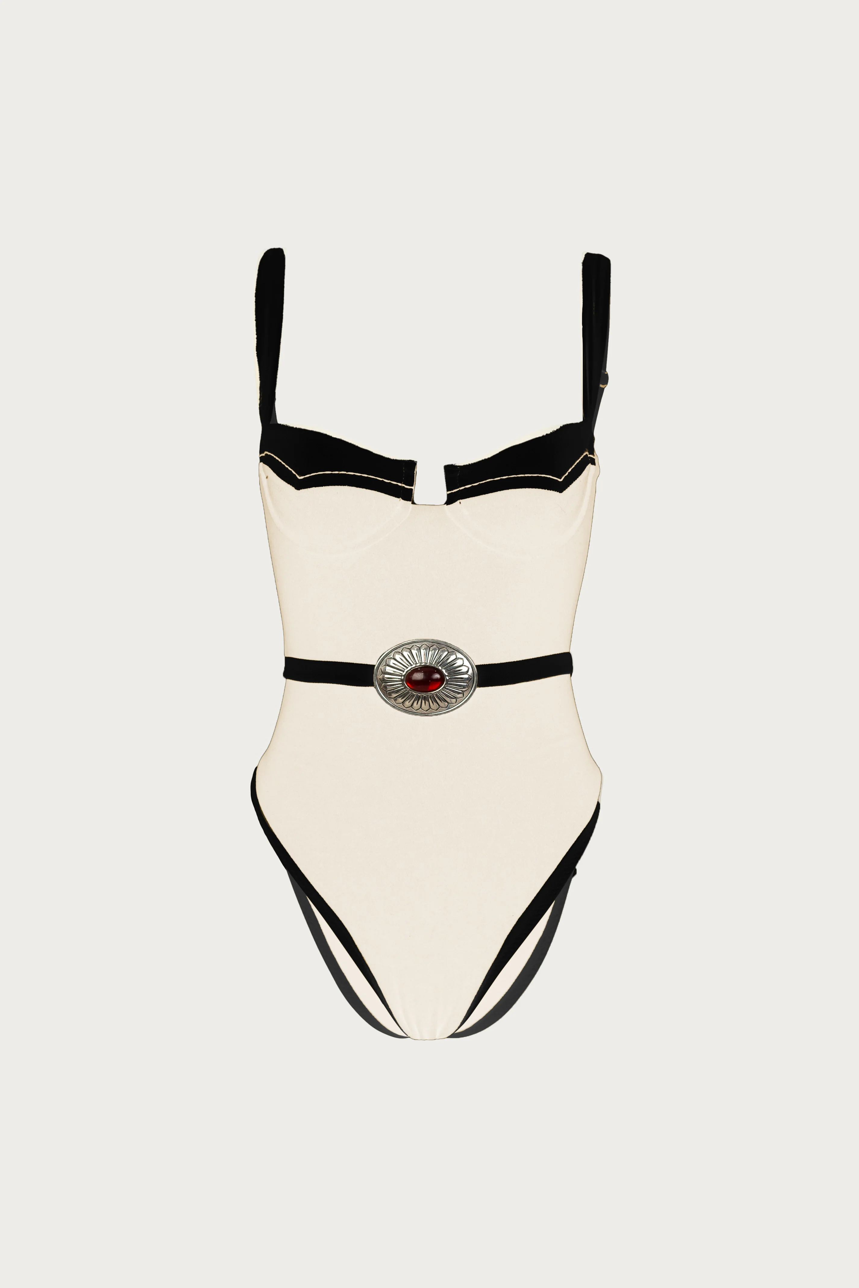 2649-western-one-piece-faux-suede-cream-black-1.webp Western One Piece (Faux Suede Cream/Black)