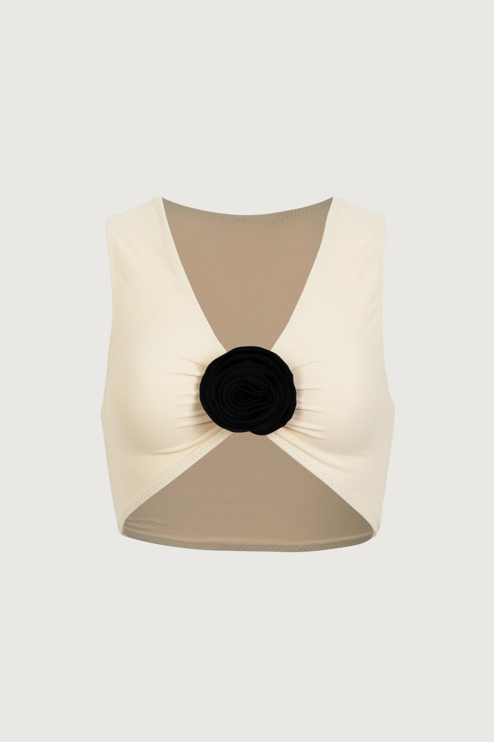 3880-rosette-tank-top-faux-suede-cream-black-1.webp Rosette Tank Top (Faux Suede Cream/Black)