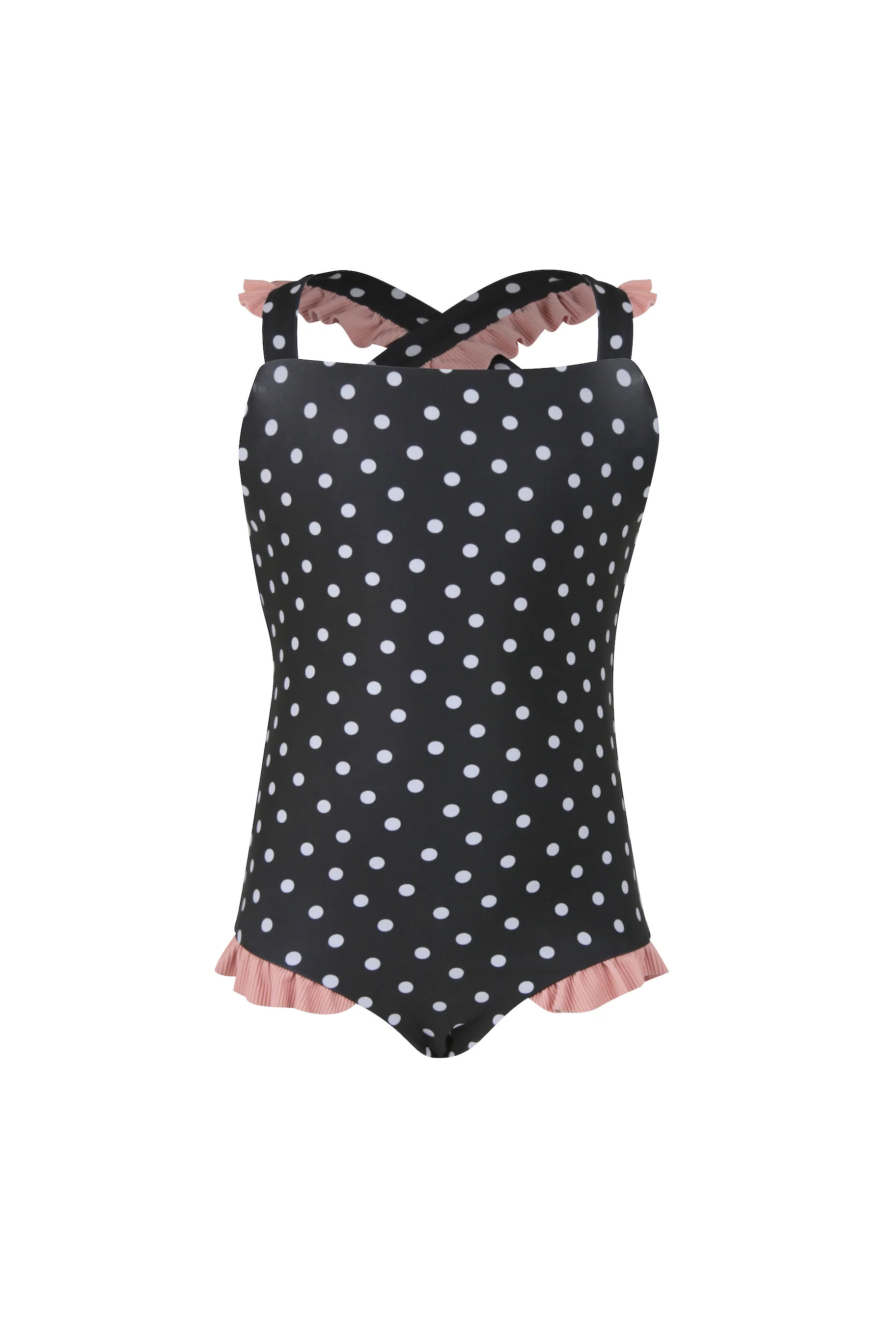 4107-ruffle-one-piece-black-white-polka-dot-ribbed-blush-1.webp ruffle one piece (black white polka dot/ribbed blush)