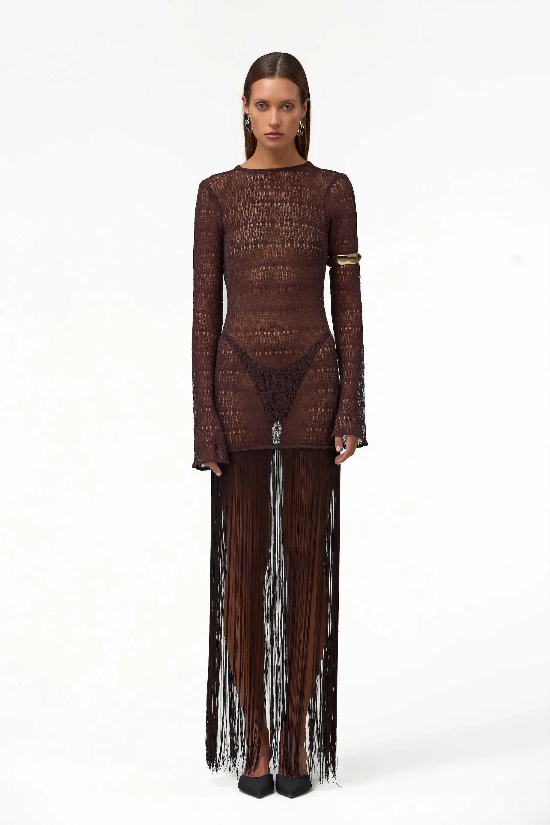 697-long-sleeve-fringe-knit-maxi-dress-chocolate-brown-1.webp Long Sleeve Fringe Knit Maxi Dress (Chocolate Brown)