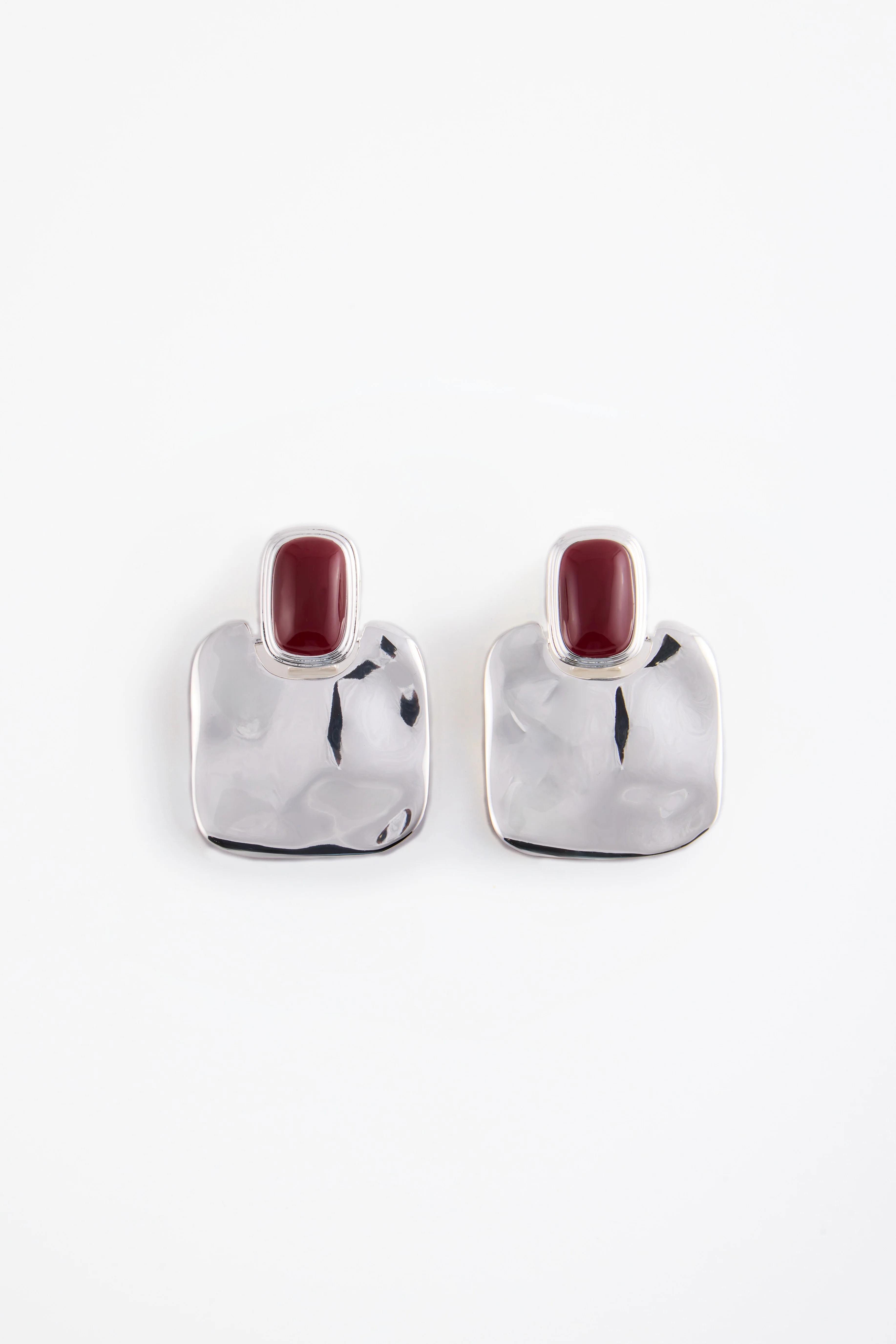 78-stone-drop-earring-silver-oxblood-1.webp Stone Drop Earring (Silver/Oxblood)