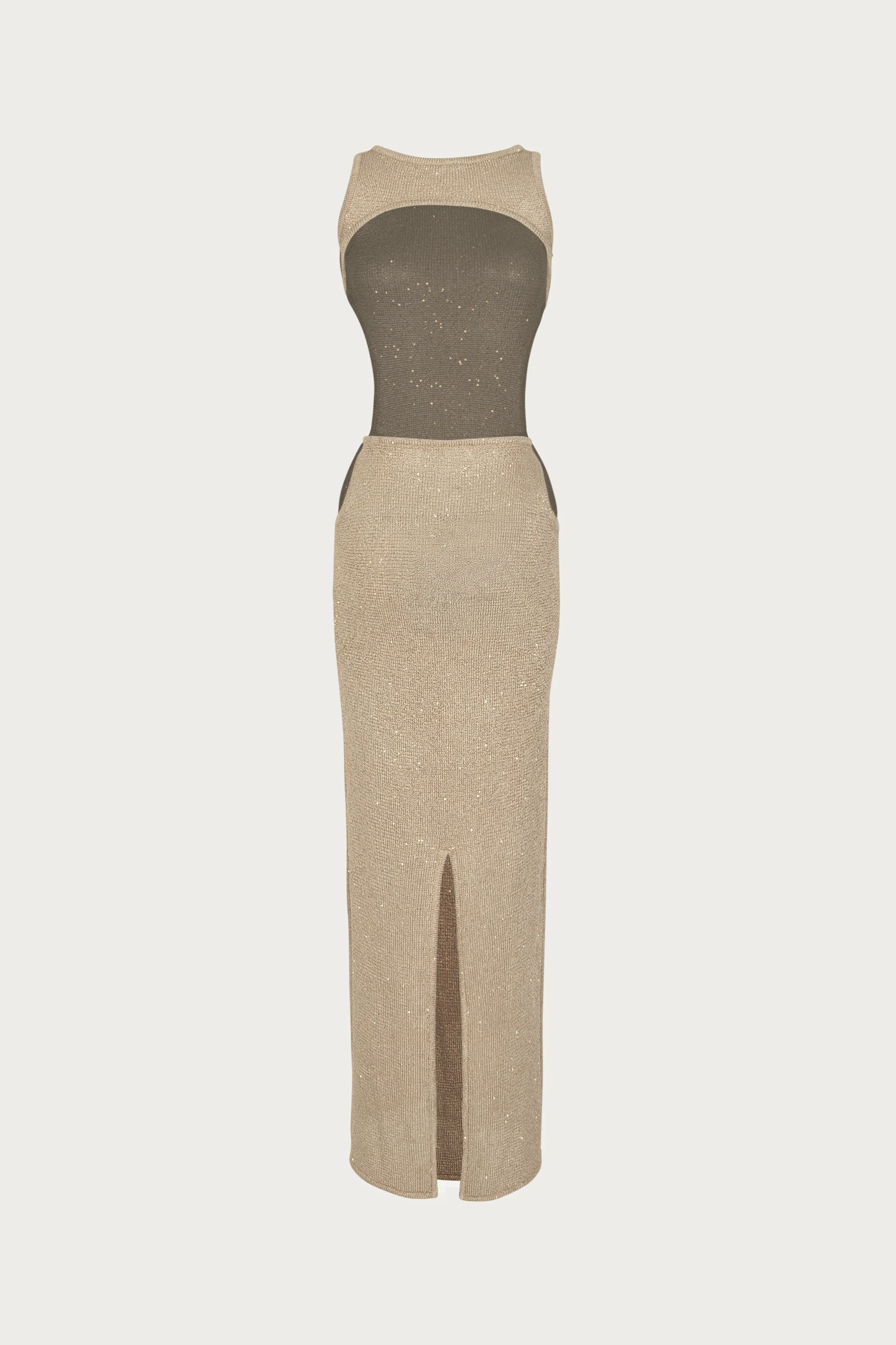 Tie Maxi Dress (Light Gold Sequin)