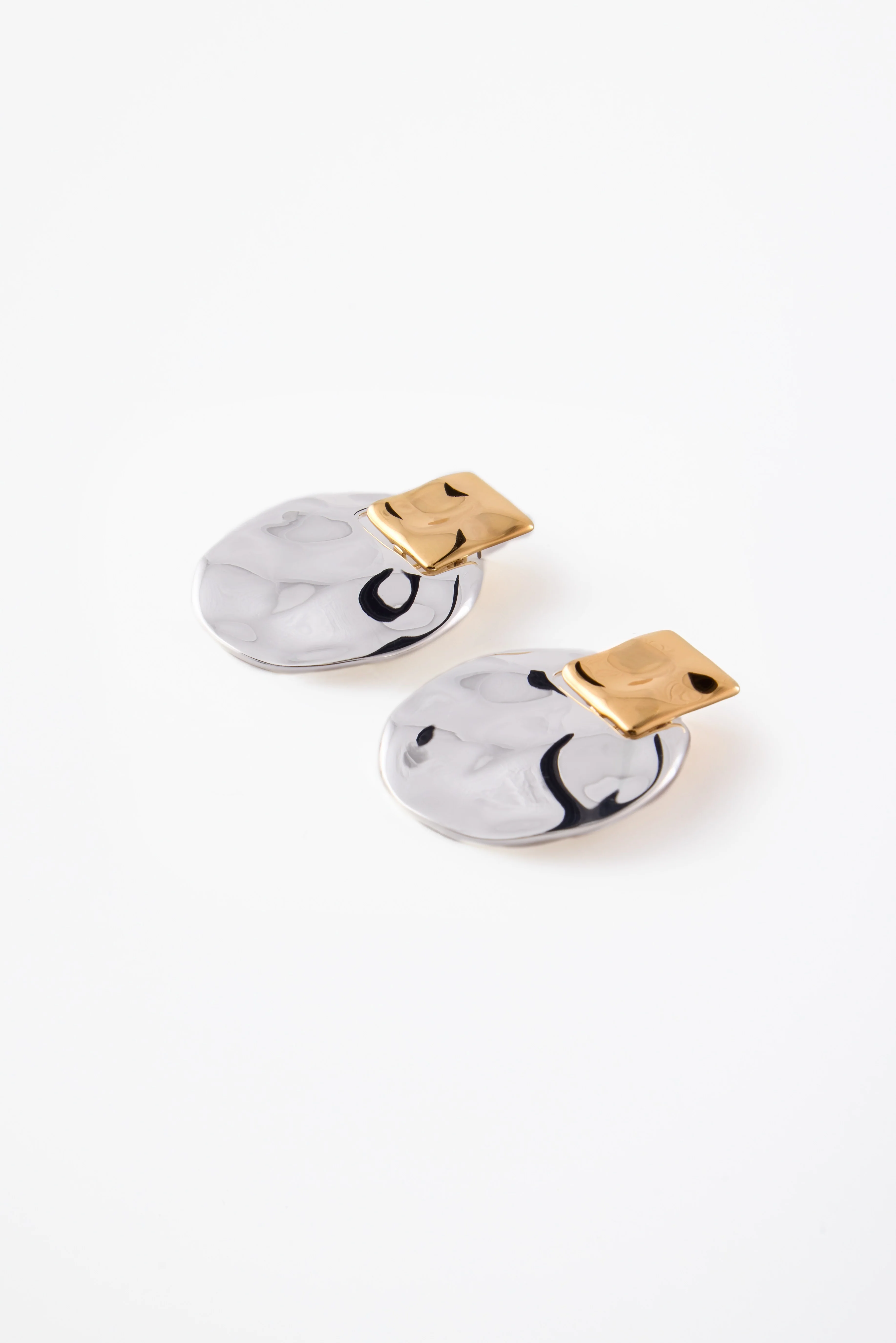 Hammered Two Tone Earring (Silver/Gold)