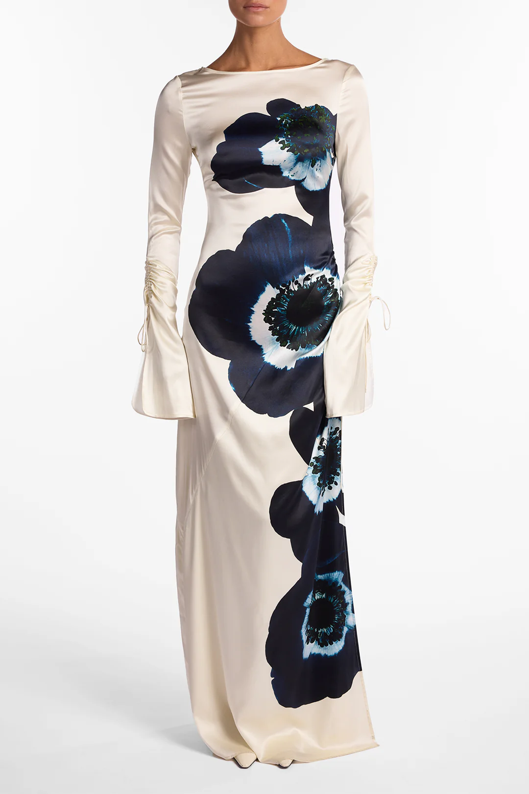 873-silk-floral-gown-cream-navy-3.webp Silk Floral Gown (Cream/Navy)
