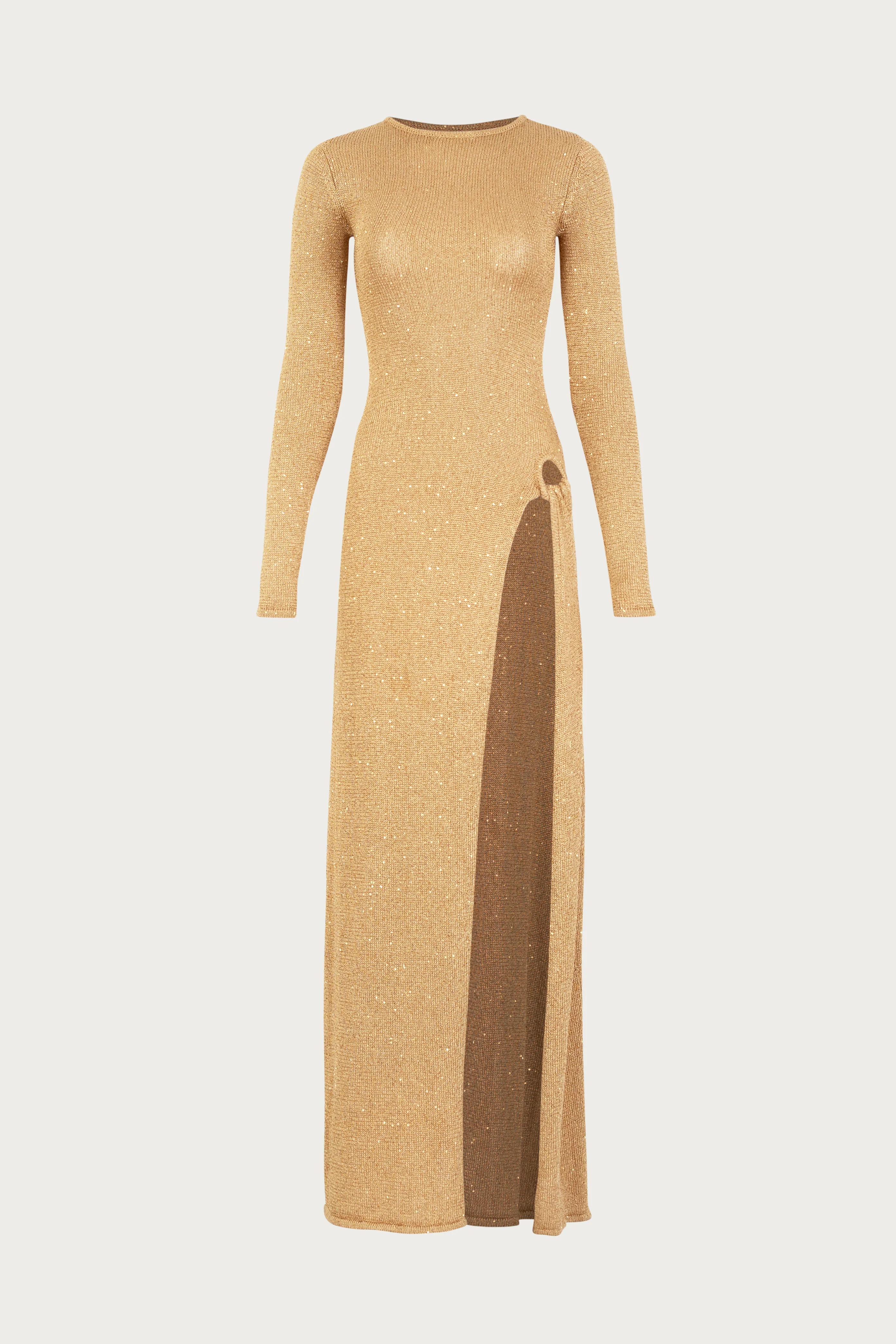 903-long-sleeve-twist-dress-gold-sequin-1.webp Long Sleeve Twist Dress (Gold Sequin)