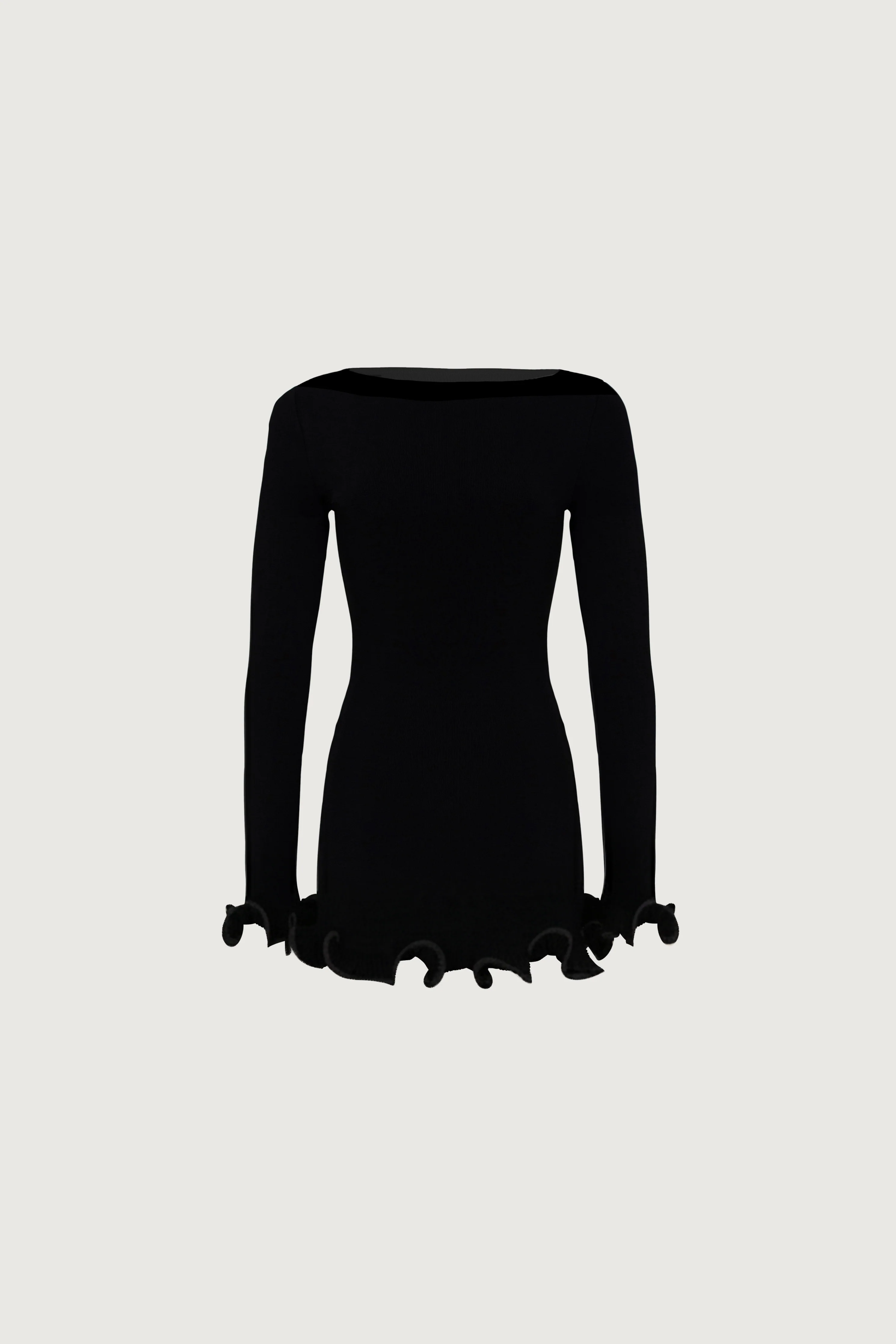 908-ruffle-hem-mini-dress-black-1.webp Ruffle Hem Mini Dress (Black)