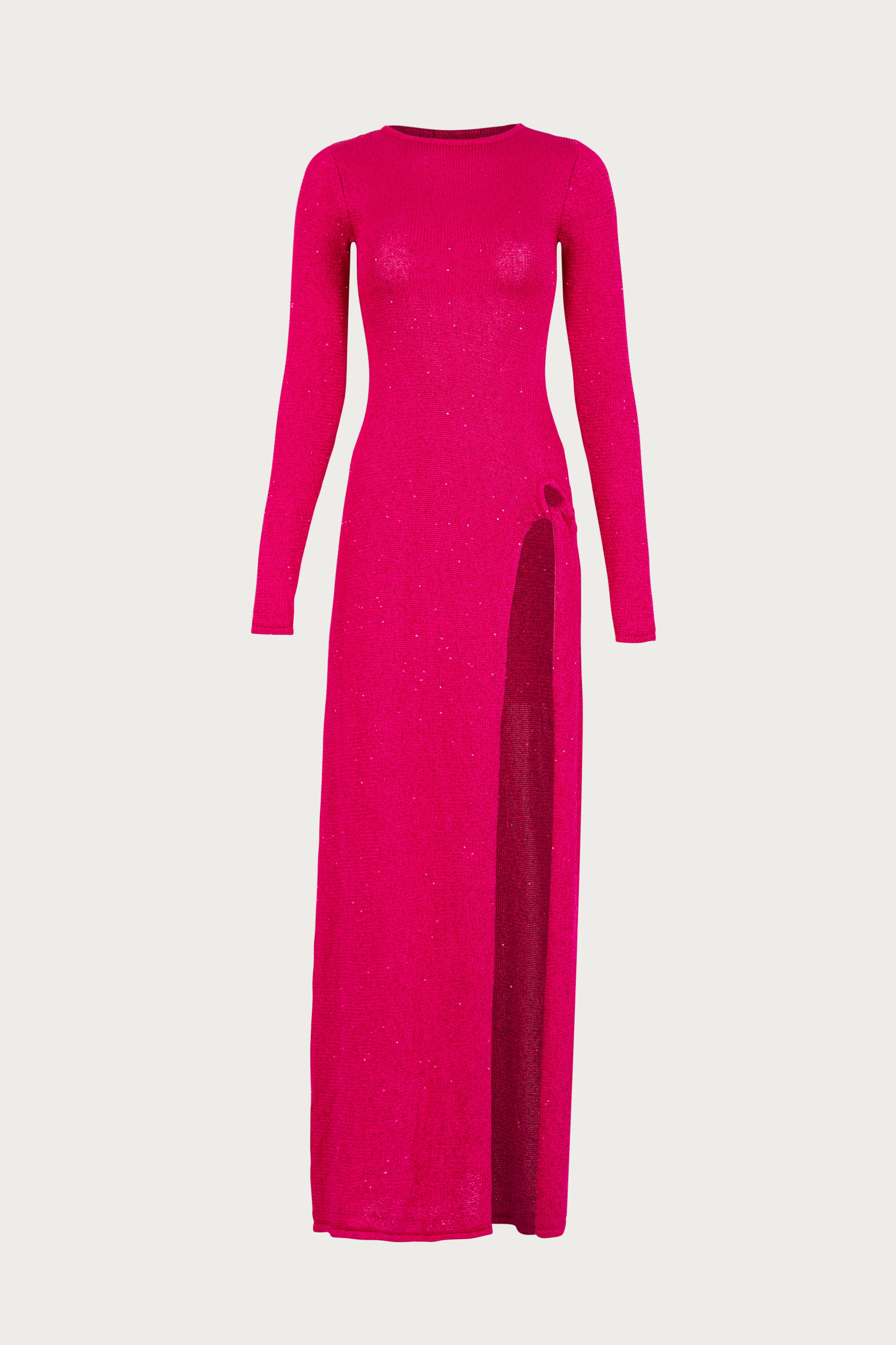 918-long-sleeve-twist-dress-hot-pink-sequin-1.webp Long Sleeve Twist Dress (Hot Pink Sequin)