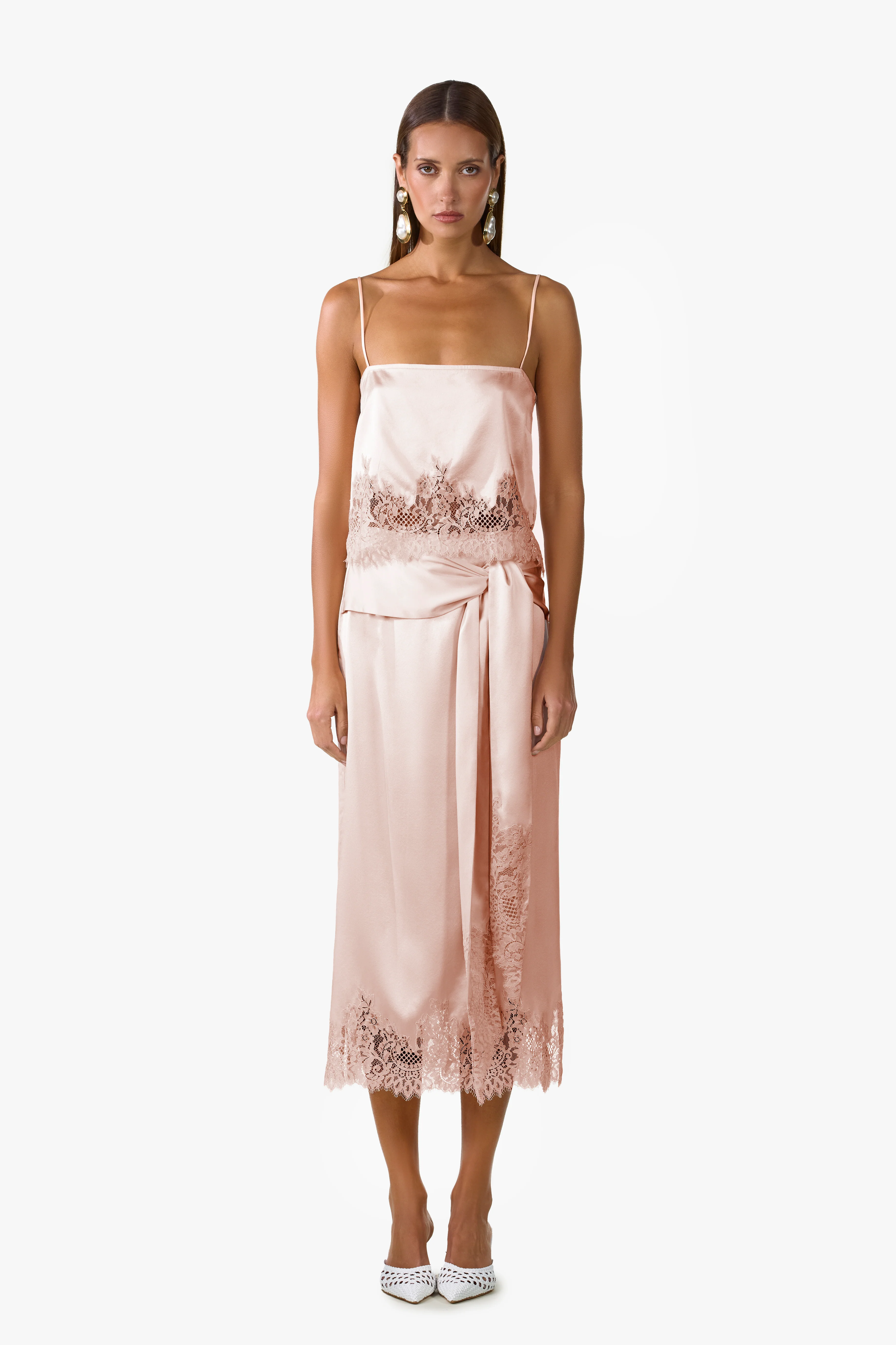 Lace Silk Tank (Rose Clay)